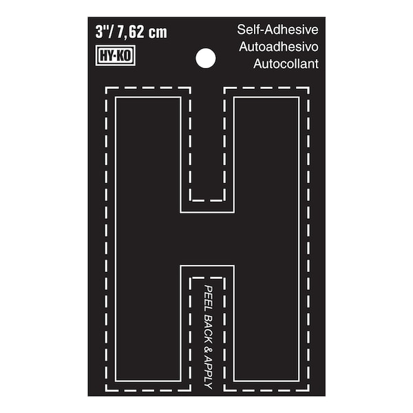 Hy-Ko 3In Black Vinyl Letter H, 10PK - A30418