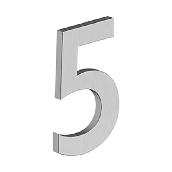 Deltana 4 Stainless Steel House Number 5 with Risers Satin Stainless Steel Finish - RNB5U32D