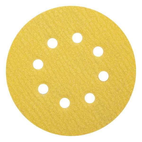 Norton Abrasives Hook-and-Loop Sanding Disc, 5 in Dia, 8 Hole, Aluminum Oxide, P120 Grit, Coated Type, A296 - 66261183918