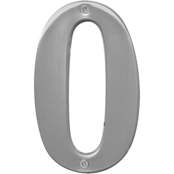Hy-Ko Prestige Series House Number, Character: 0, 5 in H Character, Nickel Character, Brass - BR-51SN/0