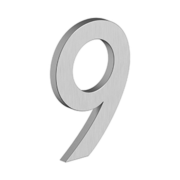 Deltana 4 Stainless Steel House Number 9 with Risers Satin Stainless Steel Finish - RNB9U32D