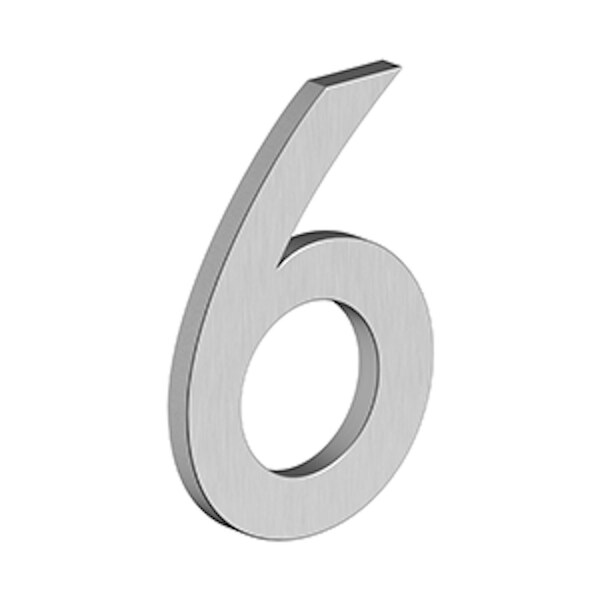 Deltana 4 Stainless Steel House Number 6 with Risers Satin Stainless Steel Finish - RNB6U32D