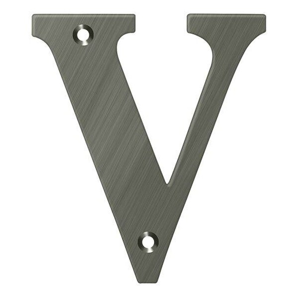 Deltana Residential Letter V Antique Nickel 4" - RL4V-15A