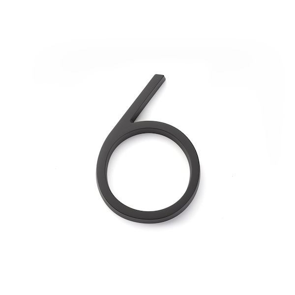 Emtek 7in Modern # 6 House Number Flat Black Finish - 2836US19