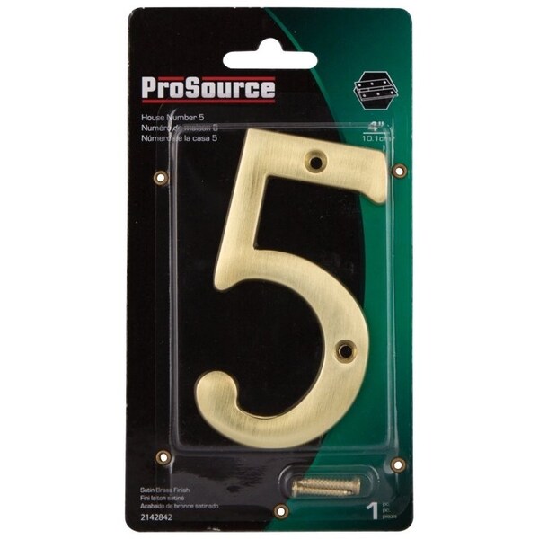 Prosource House Number, Character: 5, 4 in H Character, 2.28 in W Character - N-Z045PB3L-PS