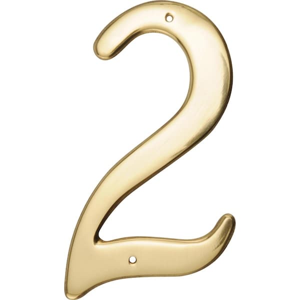 Ornatus Outdoors 4 in. Brass Nail-On Traditional House Number 2, 3PK - OR2586029