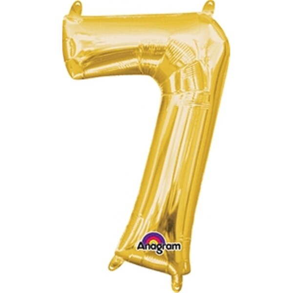 Anagram 16 in. Number 7 Gold Shape Air Fill Foil Balloon - 78536