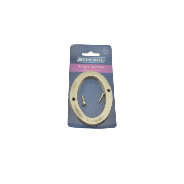 Schlage Residential Solid Brass Carded Classic House Number 0 Satin Nickel Finish - SC23006619