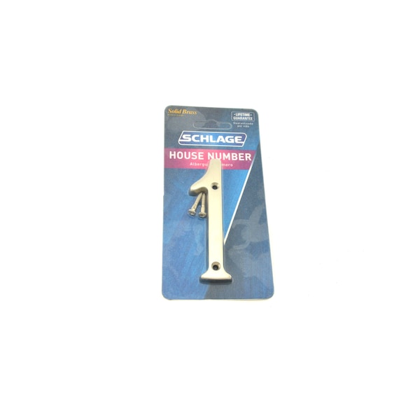 Schlage Residential Solid Brass Carded Classic House Number 1 Satin Nickel Finish - SC23016619