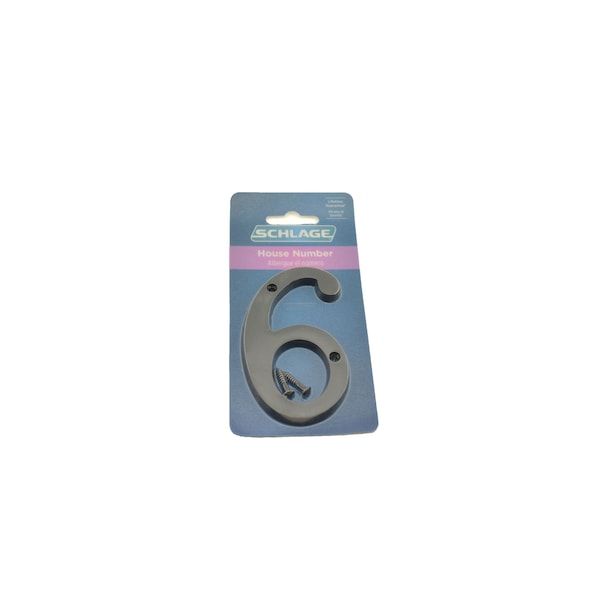 Schlage Residential Solid Brass Carded Classic House Number 6 Aged Bronze Finish - SC23066716
