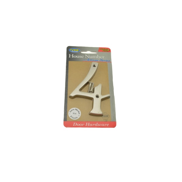 Schlage Residential Solid Brass Carded Classic House Number 4 Satin Nickel Finish - SC23046619