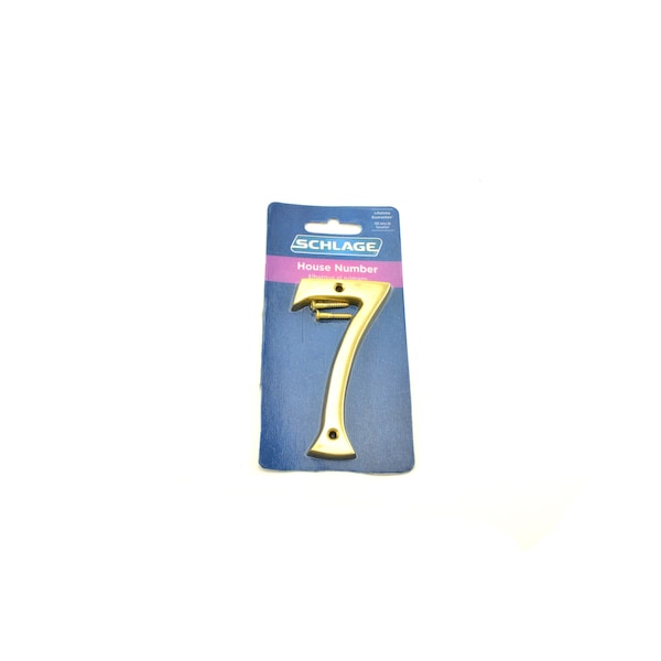 Schlage Residential Solid Brass Carded Classic House Number 7 Bright Brass Finish - SC23076605