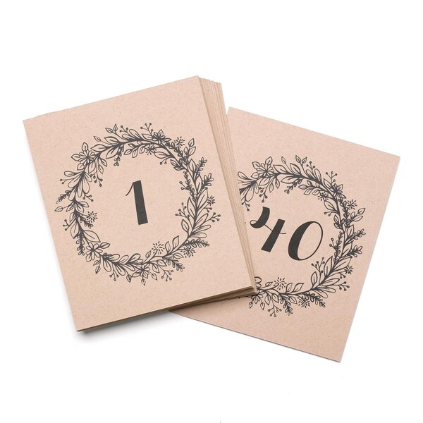 Hortense Hewitt Hortense B. Hewitt  Rustic Wreath Table Number Cards - 1-40, 40PK - 54866