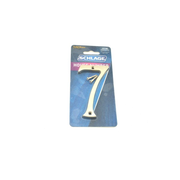 Schlage Residential Solid Brass Carded Classic House Number 7 Satin Nickel Finish - SC23076619