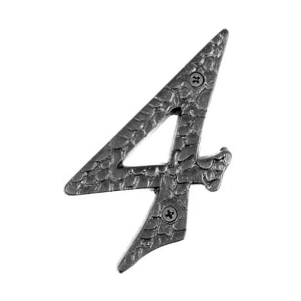 Acorn Mfg Acorn RN4BP 4" Rough Iron Address Number 4 - Black - RN4BP