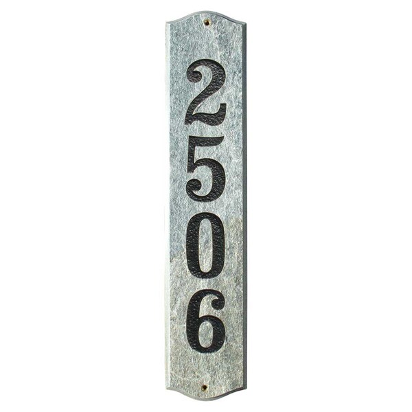 Qualarc 4.5 in. Wexford Vertical Quartzite Stone Color Solid Granite Address Plaque - WEX-4719-QZ
