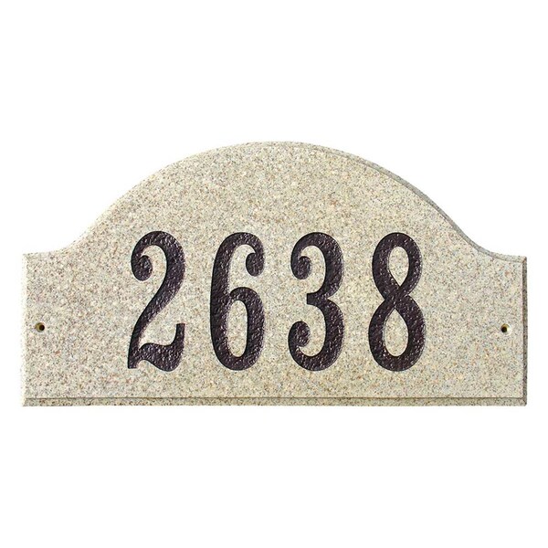 Qualarc 9 in. Ridgecrest Arch Sand Granite Polished Stone Color Solid Granite Address Plaque - RID-4703-SP