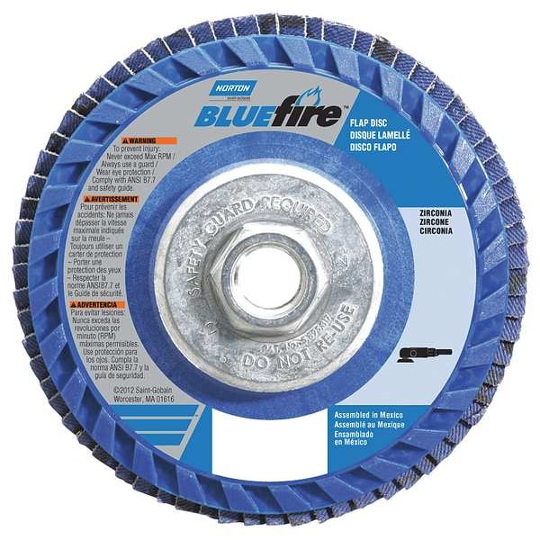 Norton Abrasives Flap Disc, 4 1/2 In x 60 Grit, 5/8-11 - 66623399138