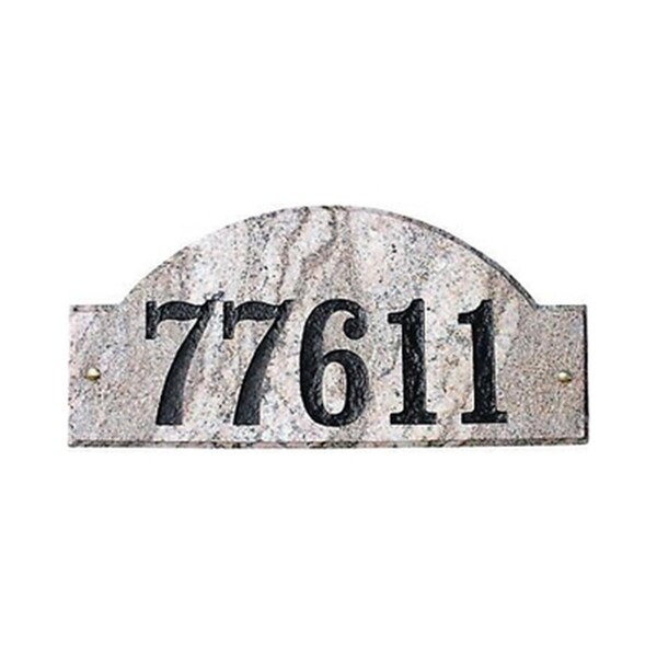 Qualarc 9 in. Ridgecrest Arch White Granite Natural Stone Color Solid Granite Address Plaque - RID-4703-WG