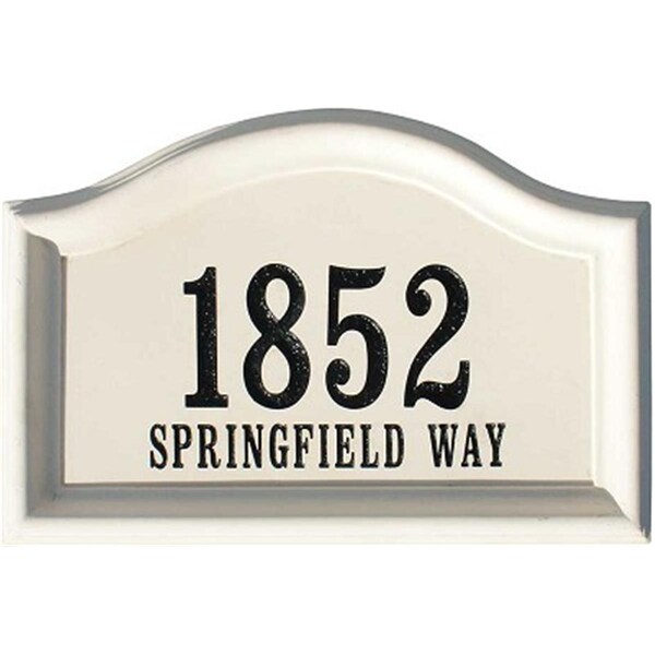 Qualarc 20 in. Engraved Arch Travertine Style Cast Concrete Address Block in Antique Gray Color - CCAB-ARC-TRAV-AG