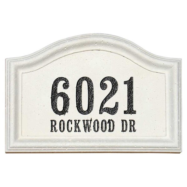 Qualarc 20 in. Engraved Arch Travertine Style Cast Concrete Address Block in Cream Color - CCAB-ARC-TRAV-CRM