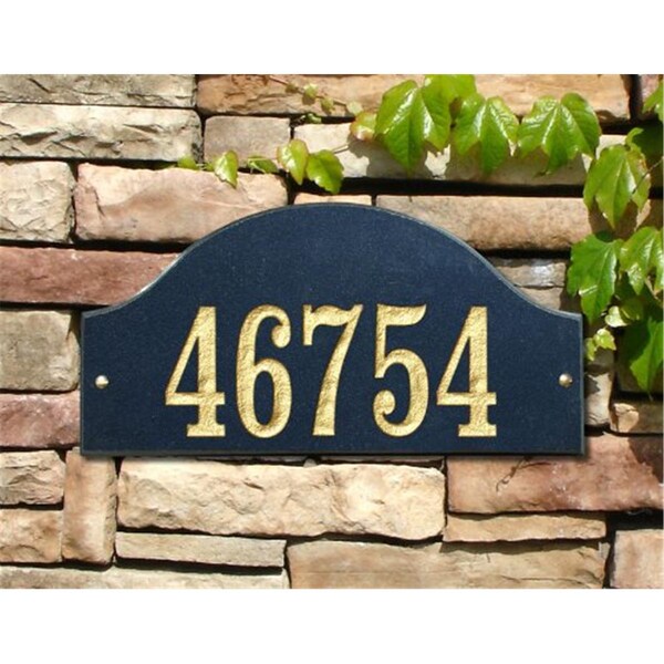 Qualarc 9 in. Ridgecrest Arch Polished Black Stone Color LOGO Plaque - RID-LOGO-BP