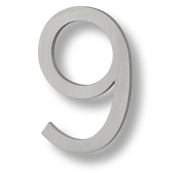 Sure-Loc Hardware Sure-Loc Hardware Floating House Number, 6, No. 9, Brushed Aluminum - HNF6-9 BA