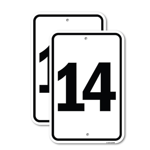 Signmission Sign with Number '14, 18'' X 24'' 2 Signs, Heavy Gauge Aluminum, 2PK - A-1824-2PACK-22908