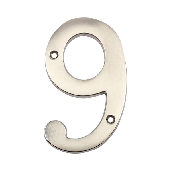 Pamex 4in Heavy Duty House Number # 9 Satin Nickel Finish - DD074S9SN