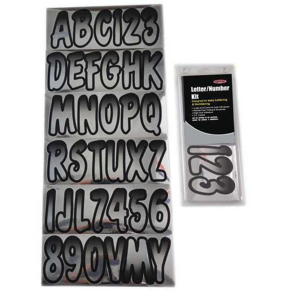 Hardline Products Number and Letter Combo Kit, Chrome/Black - GCHBKG200