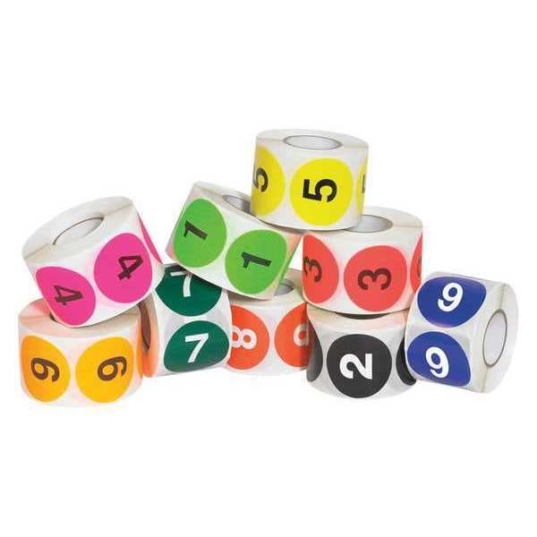 Tape Logic Tape Logic Easy Order Packs, Numbers, (1-10), 2" Circle, Assorted Colors, 10/Case - DL1240