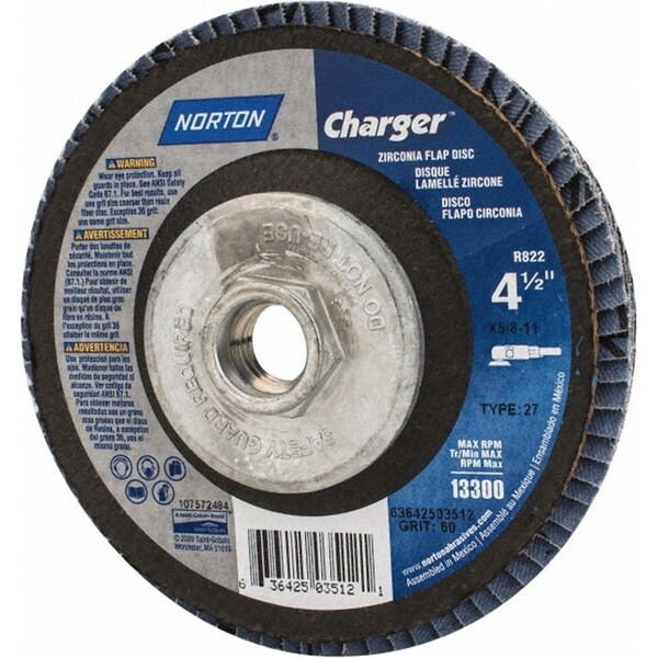 Norton Co T27 4.5 x 0.62 -11- Flap Discs -60X - 547-63642503512