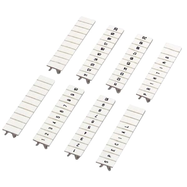 Schneider Electric Marking strip, Linergy TR, clip in type, 5mm, printed characters 11 to 20, printed horizontal, white, Set of 10 - NSYTRAB520