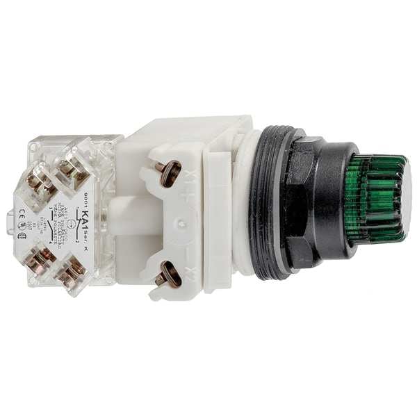 Botón pulsador iluminado Schneider Electric, 30 mm, 1NA/1NC, verde - 9001SK2L1GH13