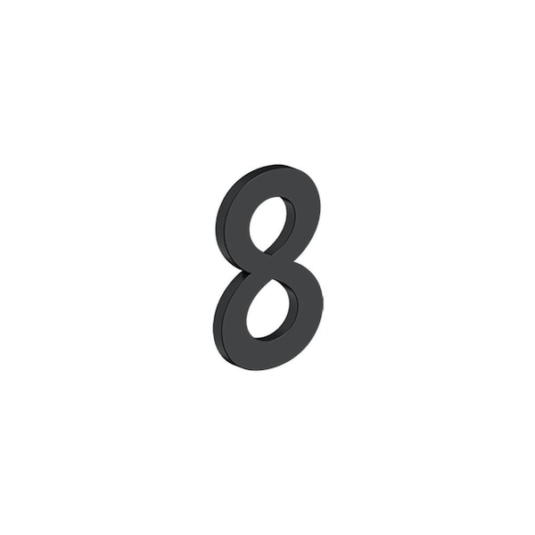 Deltana 4 Stainless Steel House Number 8 with Risers Black Finish - RNB8U19