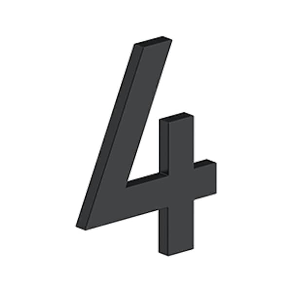 Deltana 4 Stainless Steel House Number 4 with Risers Black Finish - RNB4U19