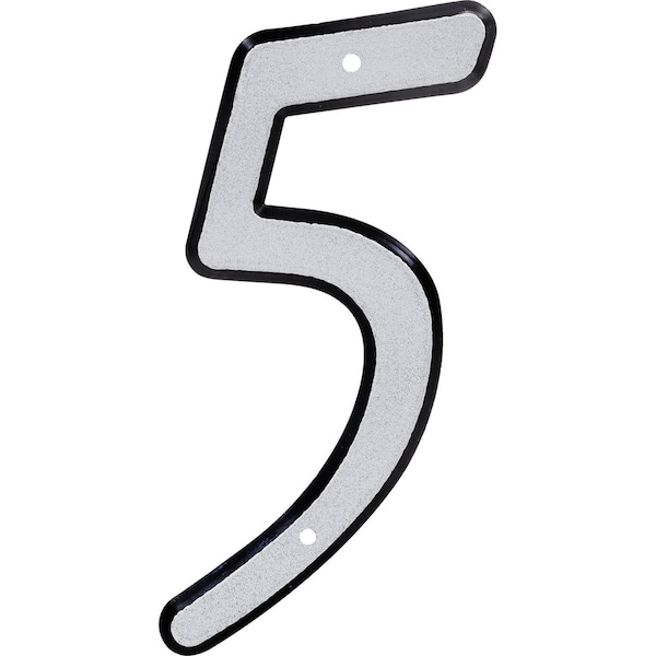Ornatus Outdoors 4 in. Nail-On Reflective Plastic House Number - 5 - OR3518291
