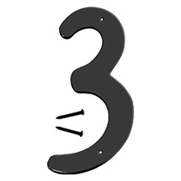 Hy-Ko 4 In Satin Black Finish Number 3, 5PK - A31303