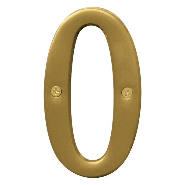 Hy-Ko 4In Brushed Brass Number 0, 3PK - A30920