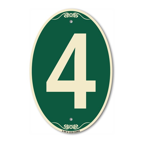 Signmission Number 4, 12 Inch X 18 Inch Architectural Oval, Heavy Gauge Aluminum - A-OV-G-1218-22895