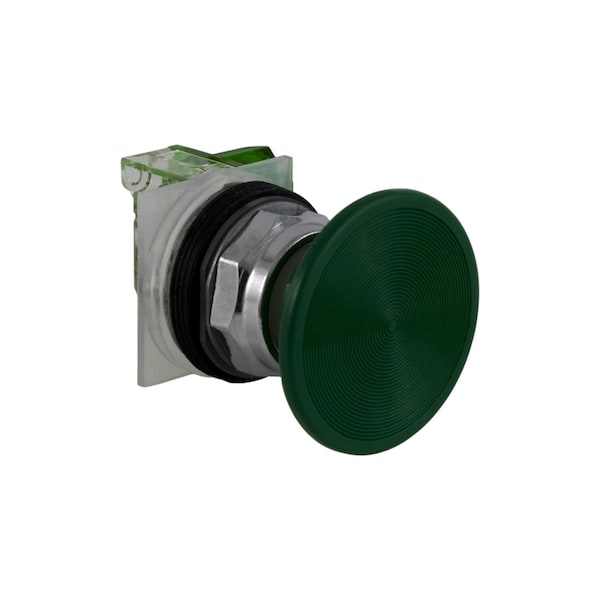 Botón pulsador Square D, Harmony 9001K, metal, hongo 57mm, verde, 30mm, retorno por resorte, 1 NA - 9001KR25GH5