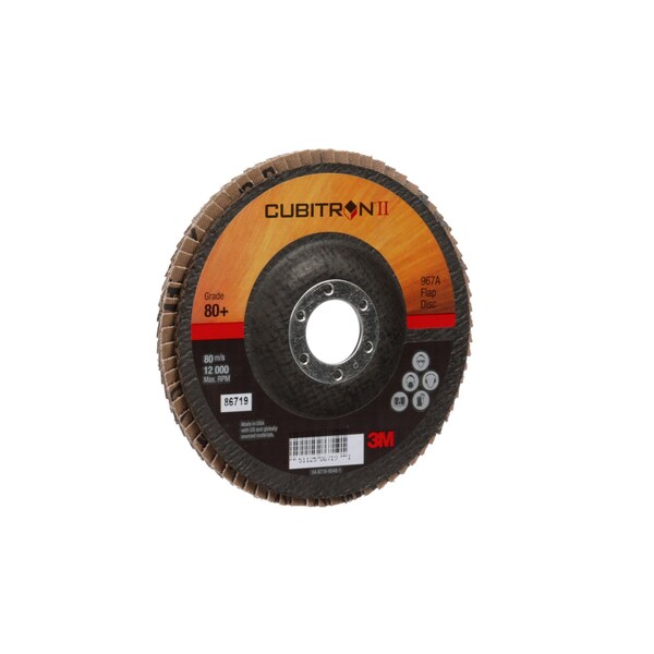 3M Cubitron 3M II Flap Disc, 80+, T27, 5 in x 7/8 in, 10 ea/Case, 250PK - 967A
