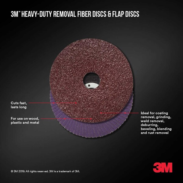 3M Heavy Duty Removal 4.5 inch Flap Disc, 40 grit, 1/pk, 12PK - FLPDISC4.5IN40
