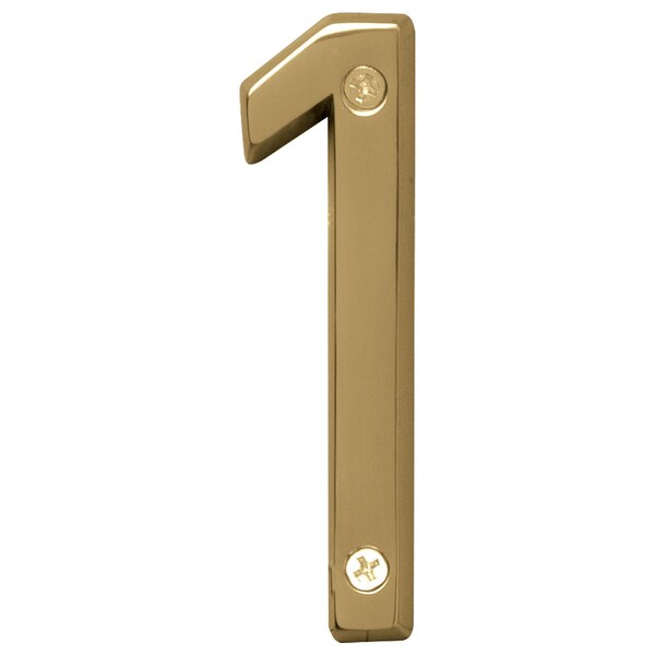 Hy-Ko 4In Polished Brass Number 1, 3PK - A30901