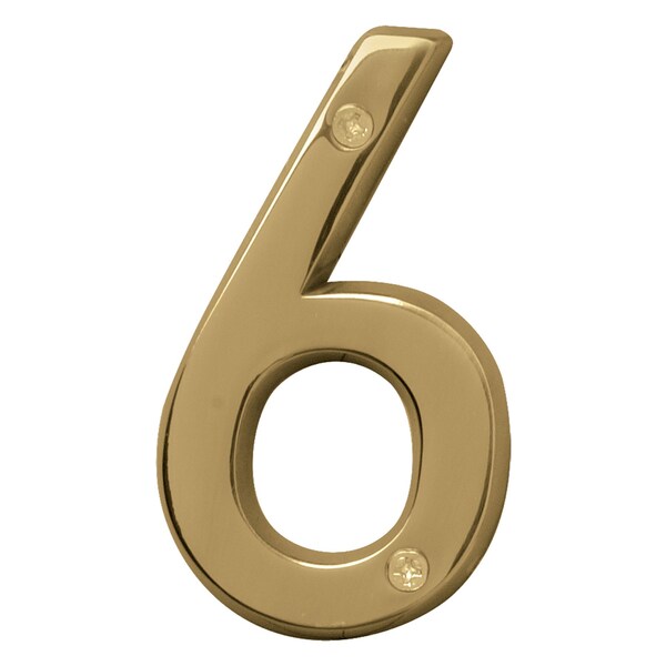 Hy-Ko 4In Polished Brass Number 6, 3PK - A30906