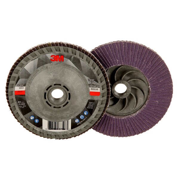 3M Flap Disc, 120+, T29 Quick Change, 4-1/2 in x 5/8 in-11, 10PK - 769F
