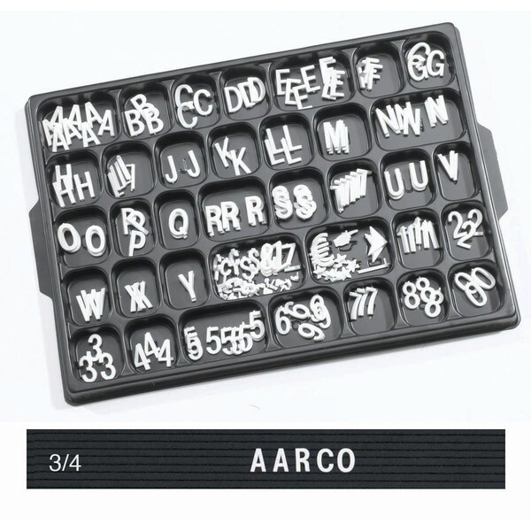 Aarco Universal Single Tab Changeable Letters, 3/4'' Helvetica Style Typeface, 165 Characters per Set - HF.75