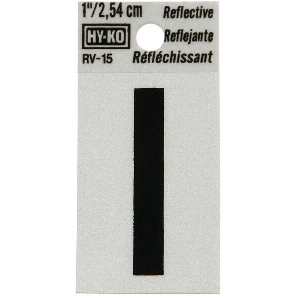 Hy-Ko Reflective Letter, Character: I, 1 in H Character, Black Character, Silver Background, Vinyl - RV-15/I