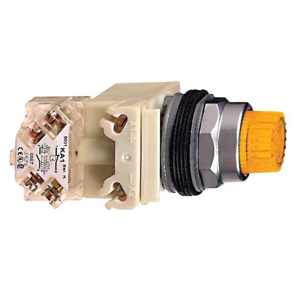 Botón pulsador iluminado de Schneider Electric, 30 mm, SPDT, color ámbar - 9001K2L38LYAH13.