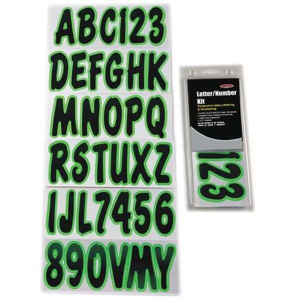 Hardline Products Number and Letter Combo Kit, Black/Green - GBLKKI200